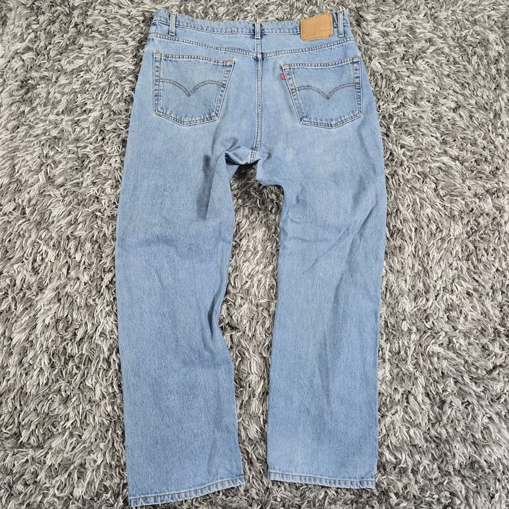 Levis 505 Regular Fit Straight Leg Jeans Mens 42x32 Light Wash Blue Vintage 90s
